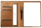 Preview: Schreibmappe DIN A5, incl. Memoblock CAMBRIDGE Top Grain Leder mit heller Kontrastnaht hellbraun
